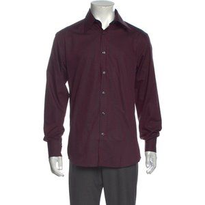 NEW Versace Collection Dress Shirt!  Black & Maroon Stripe With Subtle Pattern